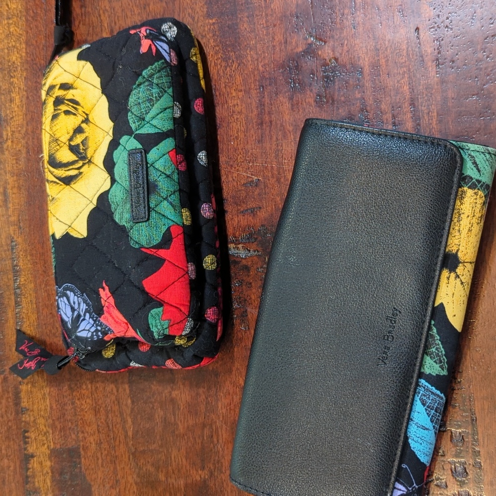 Vera Bradley Havana Rose Wallet and Cosmetics Pouch *Read*